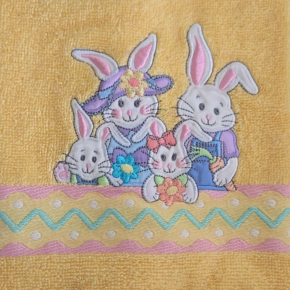 Spring Easter 3 Colorful Embroidered Hand Towels